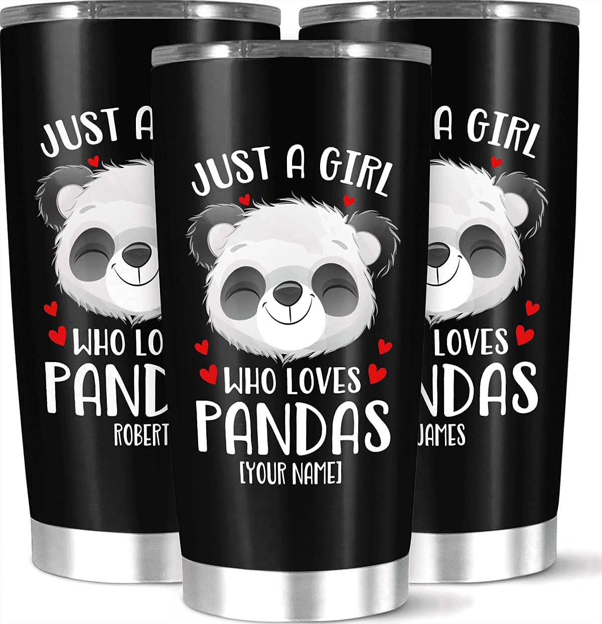 Panda's Life - Cute Panda Travel Coffee Mug for Women Men Thermal Tumbler  with , Lid and Stainless